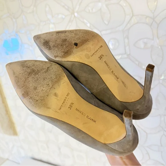 MANOLO BLAHNIK BB 38.5 GRAY SUEDE - Picture 4 of 10